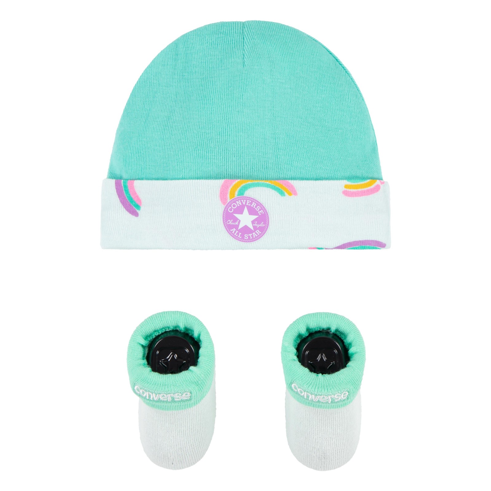 Converse rainbows hat & bootie 2pc set 0-6m